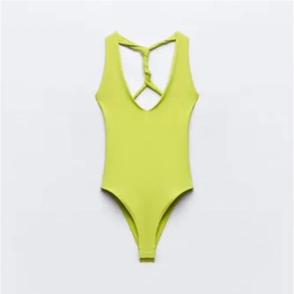 Zara twisted criss cross back bodysuit, size S